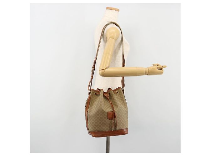 Céline Borsa a Spalla CELINE Macadam Canvas PVC Beige Oro Auth ti3982 D'oro - vista 25