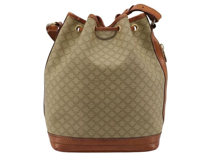 Céline Borsa a Spalla CELINE Macadam Canvas PVC Beige Oro Auth ti3982 D'oro - vista 3
