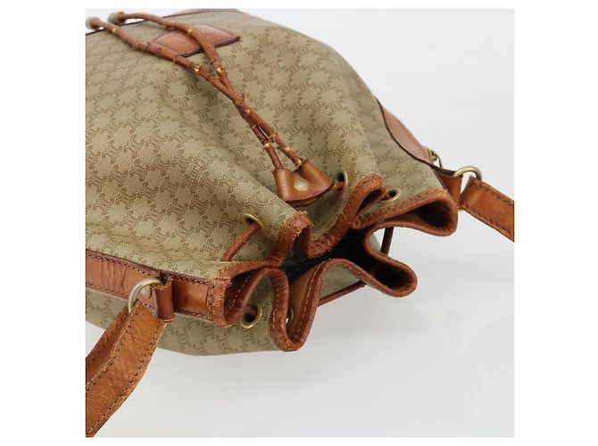 Céline Borsa a Spalla CELINE Macadam Canvas PVC Beige Oro Auth ti3982 D'oro - vista 6