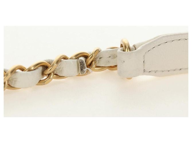 Borsa a Spalla CHANEL Chain Matelasse in Pelle di Agnello Bianco Oro CC Auth BA13318M D'oro - vista 10
