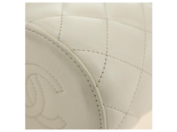 Borsa a Spalla CHANEL Chain Matelasse in Pelle di Agnello Bianco Oro CC Auth BA13318M D'oro - vista 13