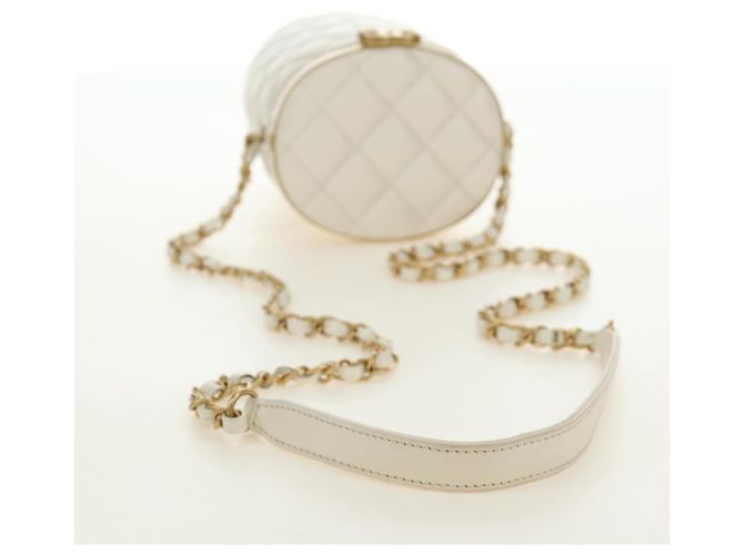 Borsa a Spalla CHANEL Chain Matelasse in Pelle di Agnello Bianco Oro CC Auth BA13318M D'oro - vista 7