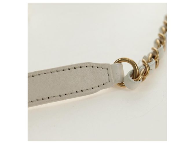 Borsa a Spalla CHANEL Chain Matelasse in Pelle di Agnello Bianco Oro CC Auth BA13318M D'oro - vista 8