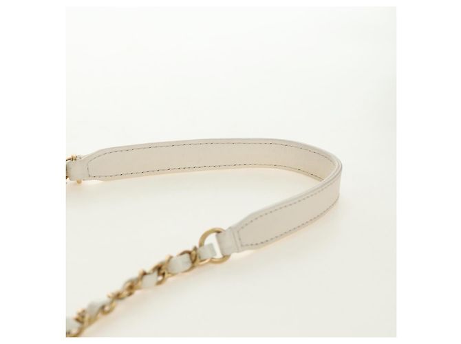 Borsa a Spalla CHANEL Chain Matelasse in Pelle di Agnello Bianco Oro CC Auth BA13318M D'oro - vista 9