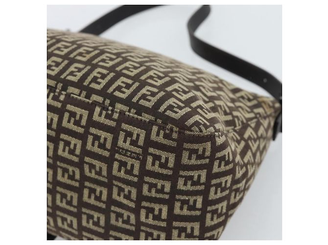 Borsa a tracolla FENDI Zucchino Canvas Mamma Baguette Beige Silver Auth 185079V Argento - vista 12