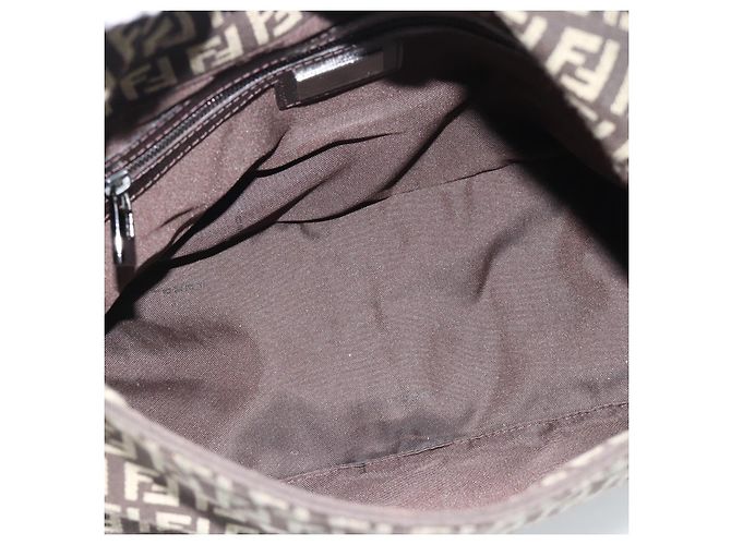 Borsa a tracolla FENDI Zucchino Canvas Mamma Baguette Beige Silver Auth 185079V Argento - vista 16