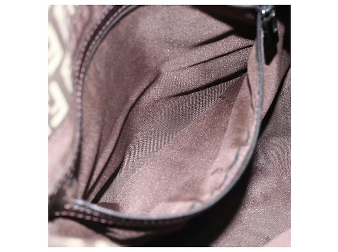 Borsa a tracolla FENDI Zucchino Canvas Mamma Baguette Beige Silver Auth 185079V Argento - vista 20
