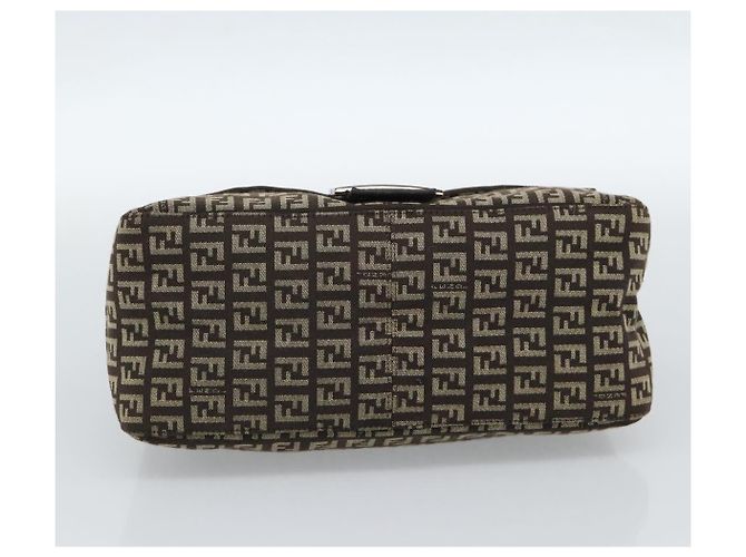 Borsa a tracolla FENDI Zucchino Canvas Mamma Baguette Beige Silver Auth 185079V Argento - vista 9
