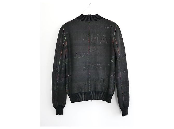 Chanel Logo Lettering Shimmer Bomberjacke Spring 2015 Schwarz - Ansicht 5