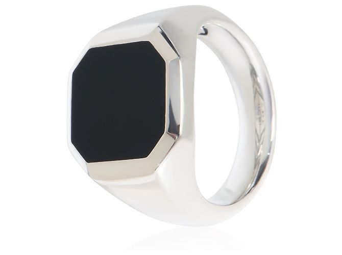 Anello sigillo David Yurman in argento sterling e ossidiana Streamline - vista 2
