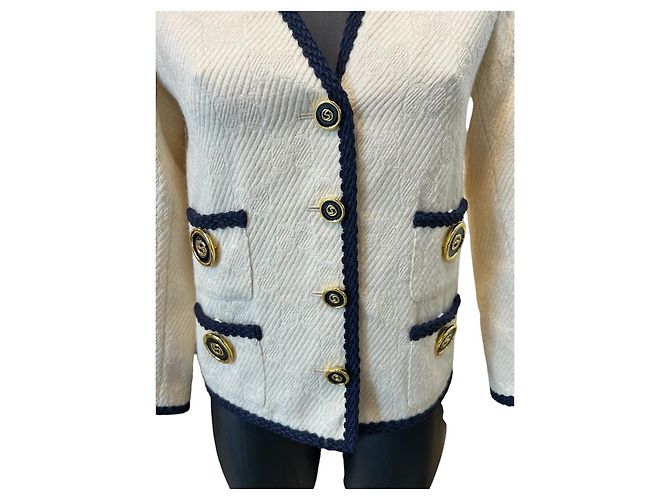 Gucci Blazer aus beigem Wolle mit GG-Logo - vista 3