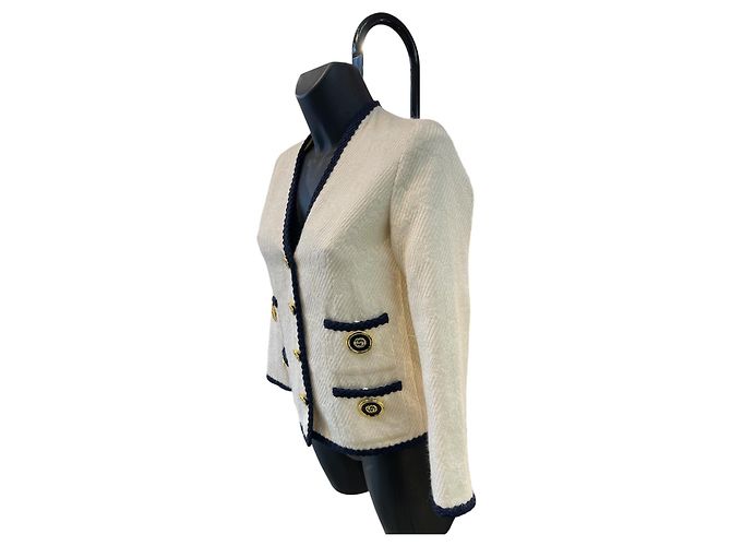 Gucci Blazer aus beigem Wolle mit GG-Logo - vista 4