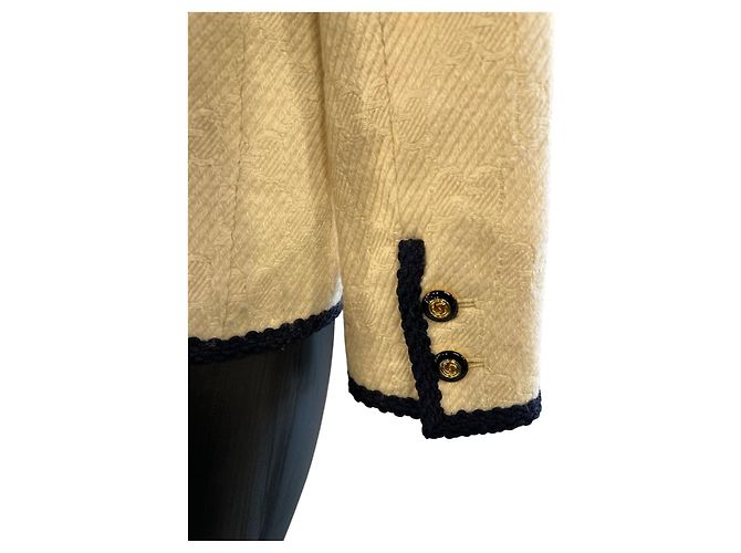 Gucci Blazer aus beigem Wolle mit GG-Logo - vista 5