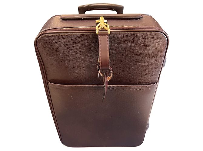 Valigia da viaggio in pelle marrone Louis Vuitton - vista 3