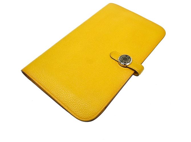 Hermès Cartera combinada Hermes Dogon Duo de piel Amarillo - vista 2