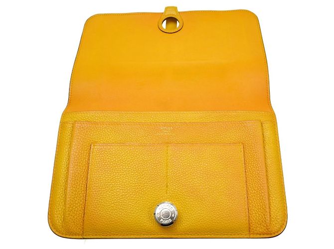 Hermès Cartera combinada Hermes Dogon Duo de piel Amarillo - vista 4