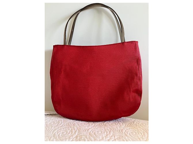Bruno Magli Bolsa tote Magli de tecido vermelha com alças de couro Vermelho - vista 3