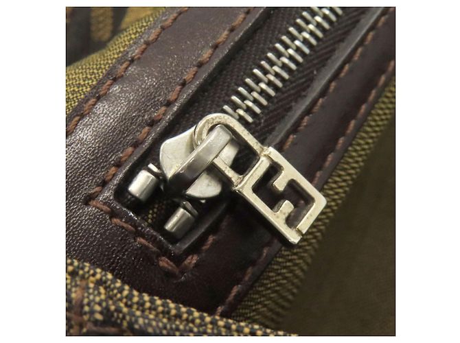 Borsa Fendi Zucca marrone pelle e tela - vista 10