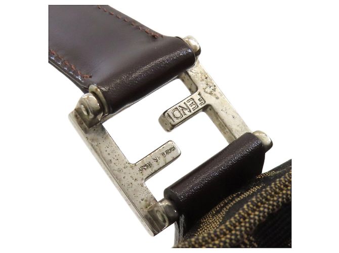Borsa Fendi Zucca marrone pelle e tela - vista 11
