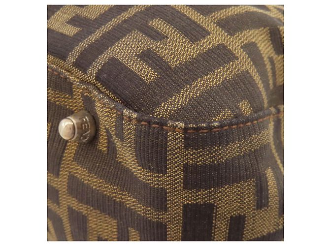 Borsa Fendi Zucca marrone pelle e tela - vista 17