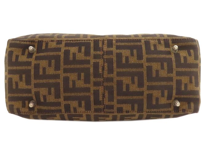 Borsa Fendi Zucca marrone pelle e tela - vista 4