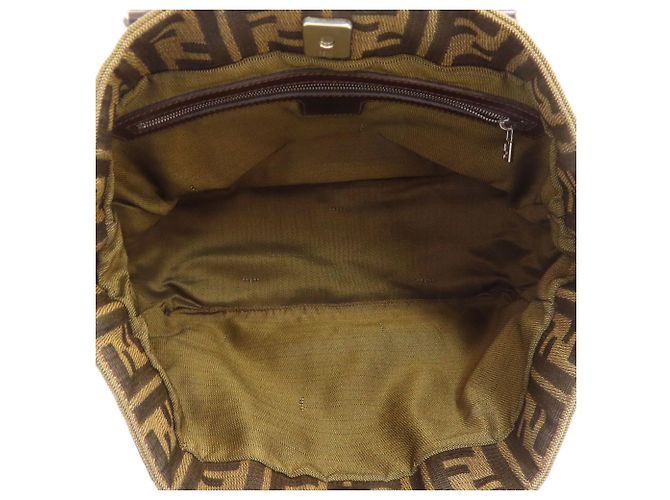 Borsa Fendi Zucca marrone pelle e tela - vista 5