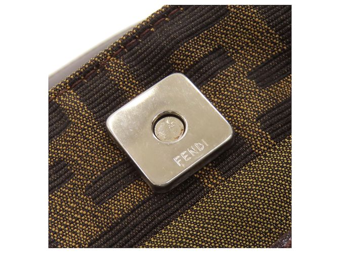 Borsa Fendi Zucca marrone pelle e tela - vista 7