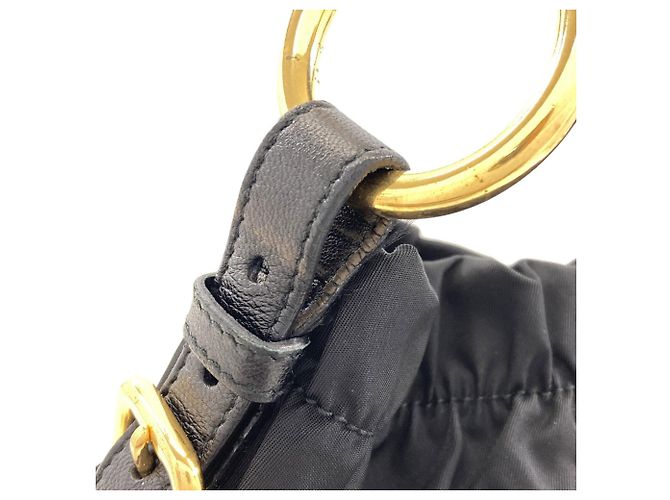 Borsa a mano Prada Ribbon in nylon nero - vista 12