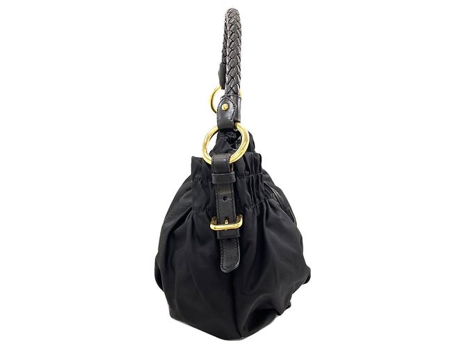 Borsa a mano Prada Ribbon in nylon nero - vista 3