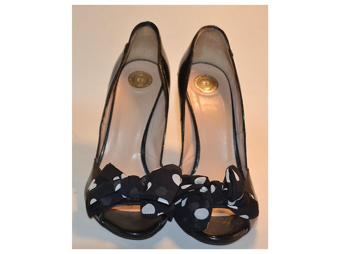 Elisabetta Franchi Escarpins en Vernis Noir à Pois - vue 2