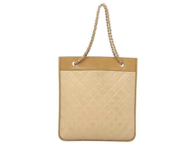 Chanel pelle con manico a catena Beige - vista 2