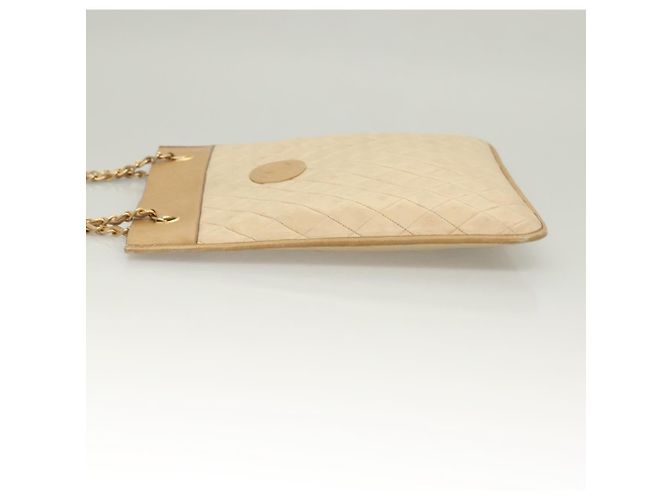 Chanel pelle con manico a catena Beige - vista 4