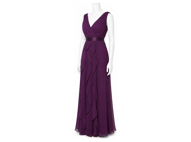 Vera Wang Lila Chiffon-Abendkleid mit Rüschen - Ansicht 2