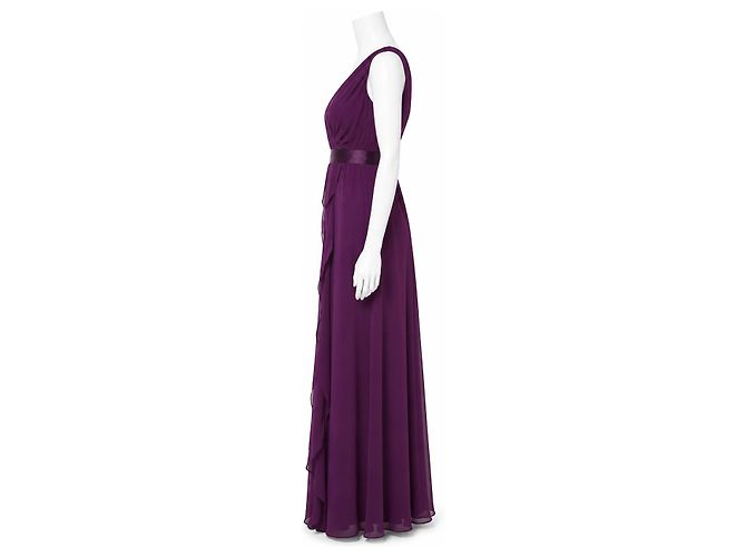 Vera Wang Lila Chiffon-Abendkleid mit Rüschen - Ansicht 3