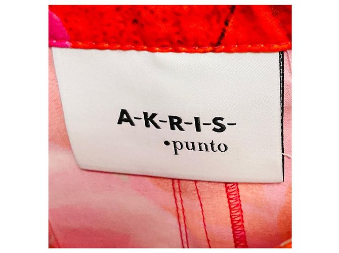 Gonna midi plissettata in cotone stampato Akris Punto Rosa / Rosso - vista 3