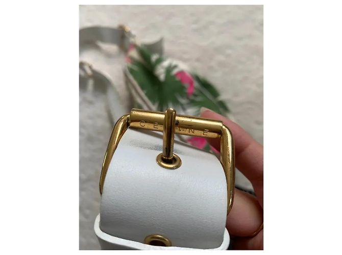 Borsa a tracolla Céline in tela con stampa floreale Rosa Bianco Verde Gold hardware - vista 10