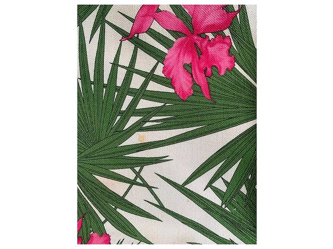 Borsa a tracolla Céline in tela con stampa floreale Rosa Bianco Verde Gold hardware - vista 12
