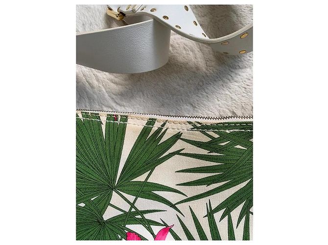 Borsa a tracolla Céline in tela con stampa floreale Rosa Bianco Verde Gold hardware - vista 13