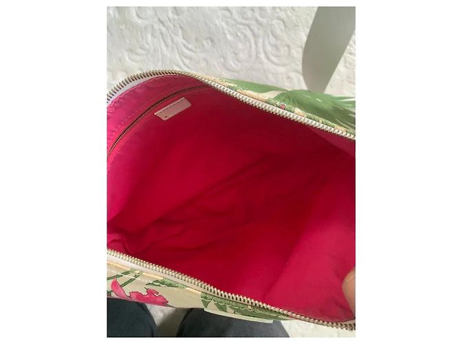 Borsa a tracolla Céline in tela con stampa floreale Rosa Bianco Verde Gold hardware - vista 5