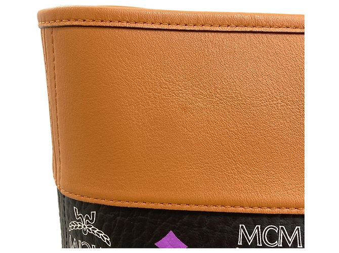 MCM Leder Logo Tote Bag Braun Schwarz - Ansicht 10