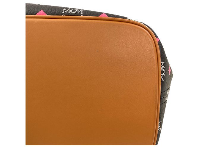 MCM Leder Logo Tote Bag Braun Schwarz - Ansicht 11