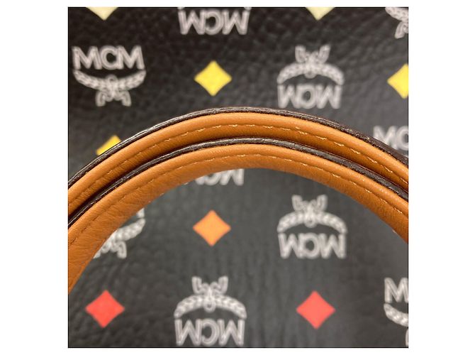 MCM Leder Logo Tote Bag Braun Schwarz - Ansicht 14