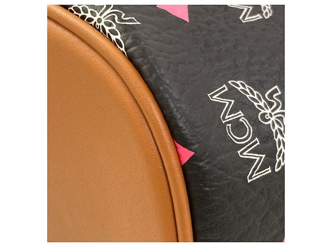 MCM Leder Logo Tote Bag Braun Schwarz - Ansicht 15