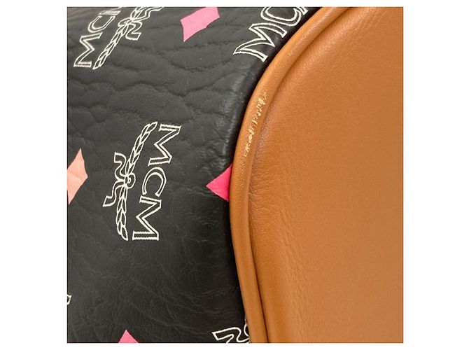 MCM Leder Logo Tote Bag Braun Schwarz - Ansicht 16
