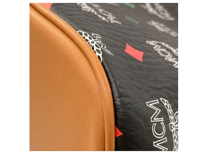 MCM Leder Logo Tote Bag Braun Schwarz - Ansicht 17