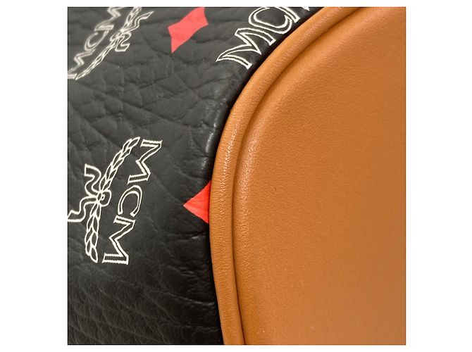 MCM Leder Logo Tote Bag Braun Schwarz - Ansicht 18