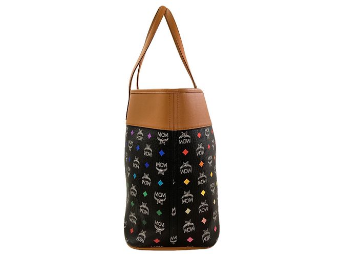 MCM Leder Logo Tote Bag Braun Schwarz - Ansicht 3