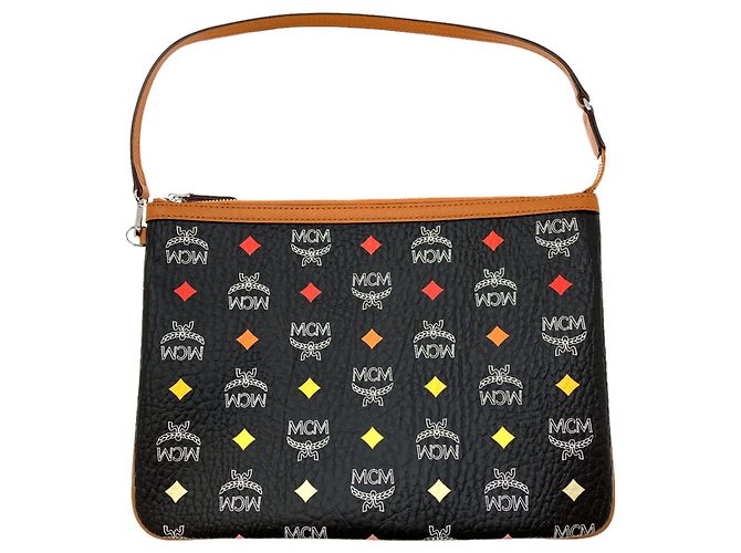 MCM Leder Logo Tote Bag Braun Schwarz - Ansicht 8