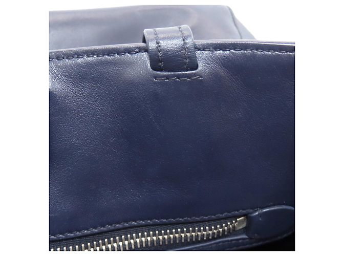 Borsa Tote Miu Miu Logo in pelle blu navy - vista 12