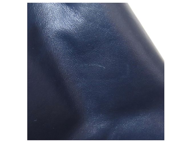 Borsa Tote Miu Miu Logo in pelle blu navy - vista 13